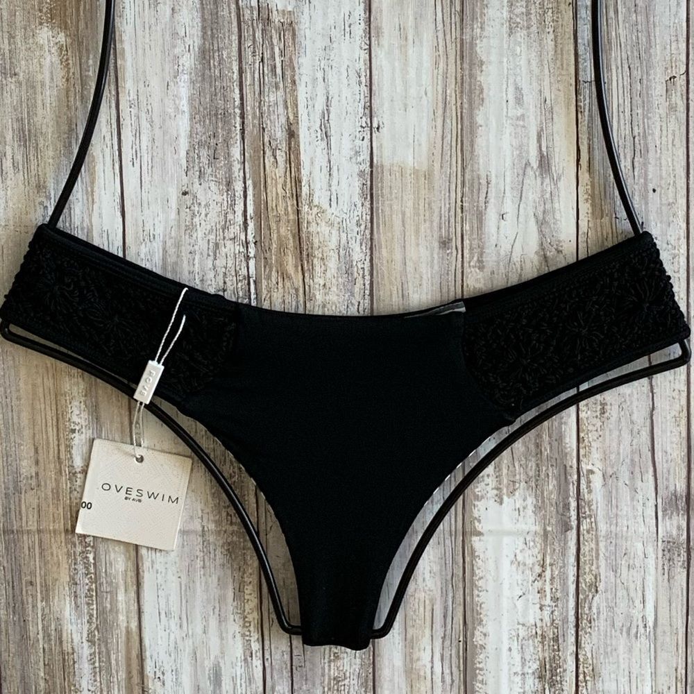 Rove Swimwear Black MIKALA Crochet Bikini Bottom